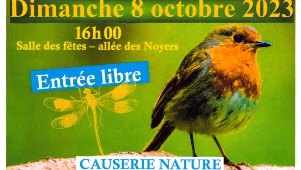 l’ASPHD organise une Causerie Nature “Les oiseaux et notre Biodiversité” le Dimanche 8 octobre 2023 à 16h00 à la salle des fêtes